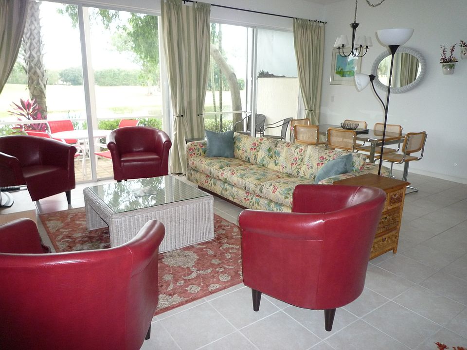 living room with golf course view