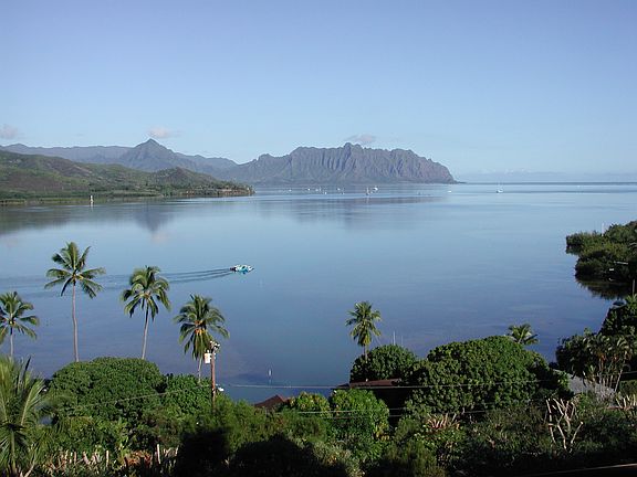 Kaneohe Bay and Koolau Mountains.