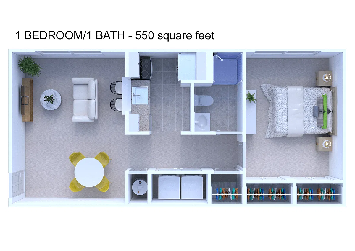 Floor plan 1 Bdrm Cornell