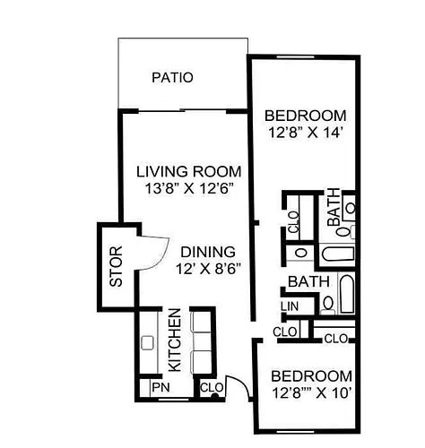 Floor plan 2 BEDROOM 2 BATH