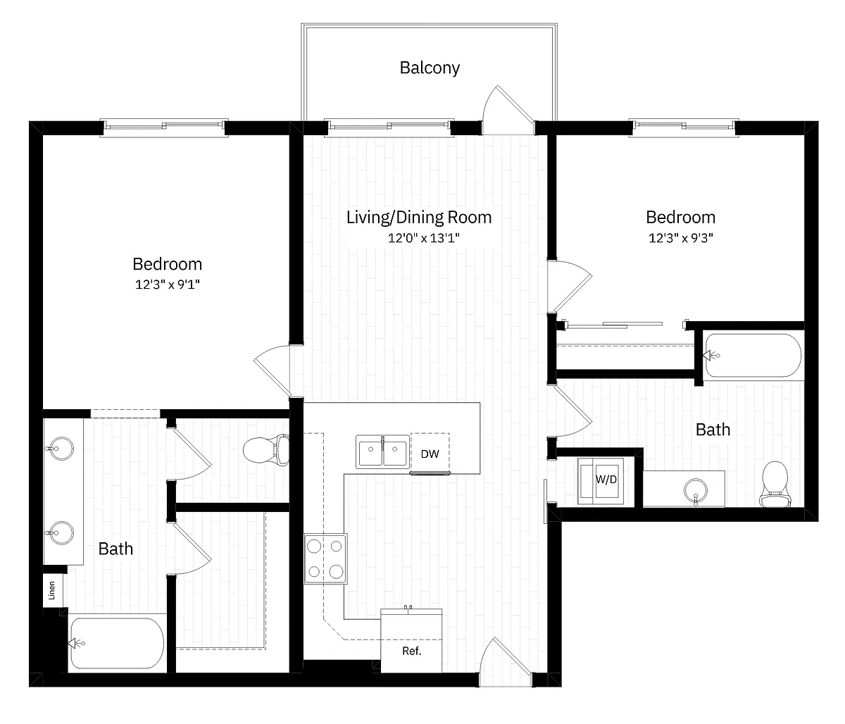 Floor plan 2x2 - 956 sqft - B4