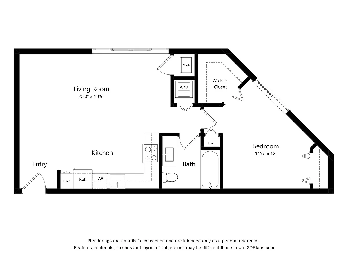 Floor plan A1 | 1 Bed | 1 Bath
