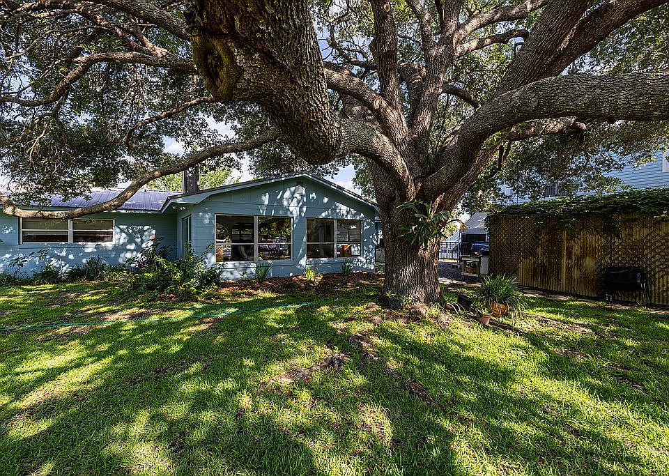 large shaded backyard