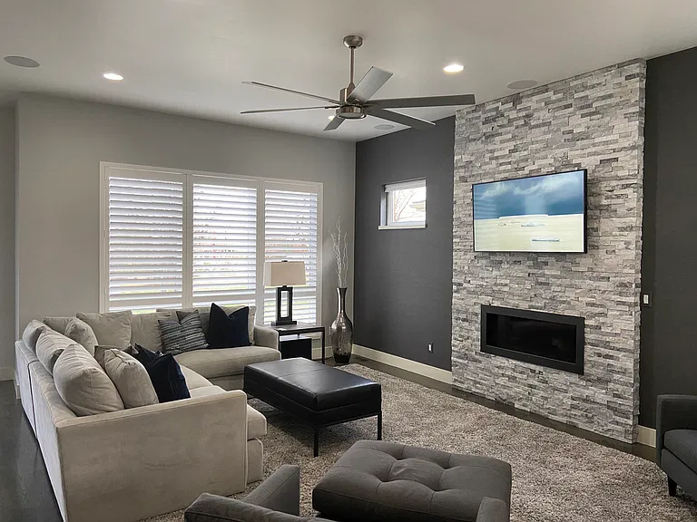 Living area with 65" Smart TV