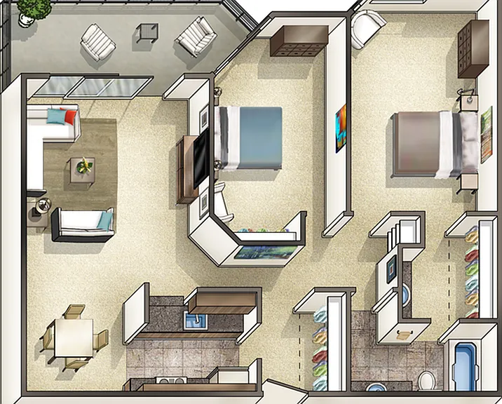 2 bedroom 1 bath - 983 square feet 2 bedroom 1 bath - 983 square feet