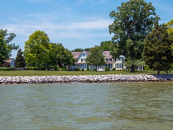 Waterfront view of house