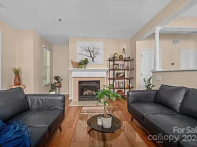 living room with gas fireplace