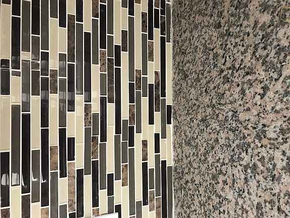 Granite and Modern Tile Backsplash