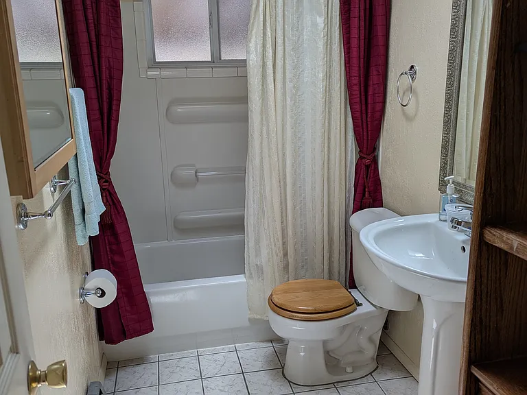 Full bathroom upstairs, main level.