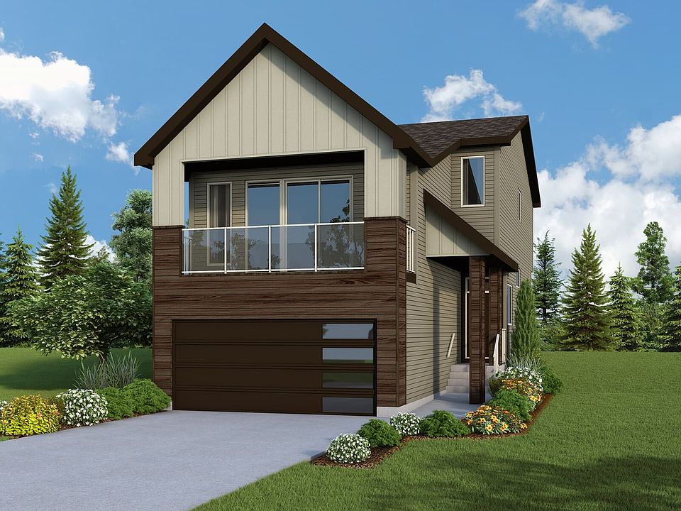 Exterior view of the Contemporary Elevation for the Hudson 2 model by Brookfield Residential in Calg