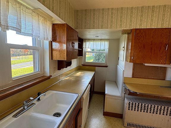 Double sinks with a great view for washing dishes!
