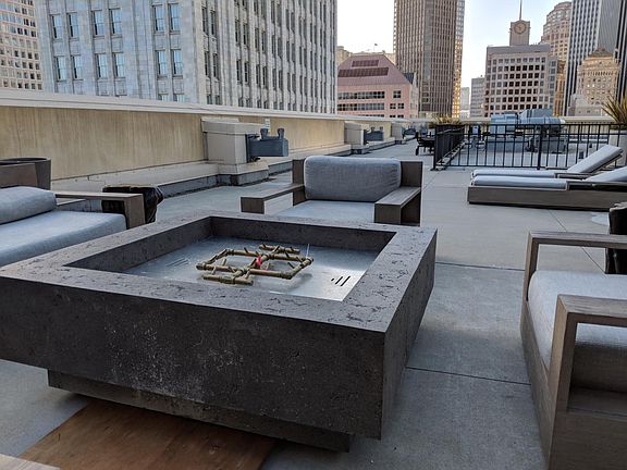 Fire pit on roof deck