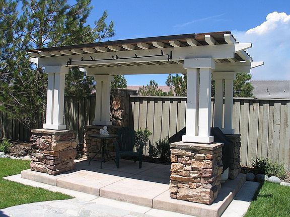 Covered backyard BBQ area