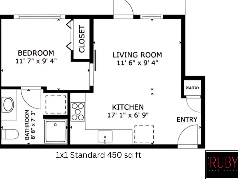 1x1 Standard l 450 sq ft l The Ruby 1x1 Standard l 450 sq ft l The Ruby