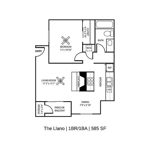 Floor plan 1 Bedroom 1 Bathroom