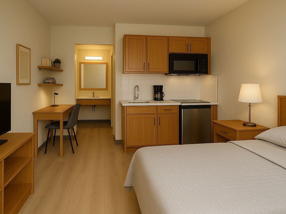 This is a representative image and not an exact photo of the unit. Actual layout, finishes, and fixtures may vary. Renovated units may feature similar flooring and kitchenette style but will include dishwasher and fridge.