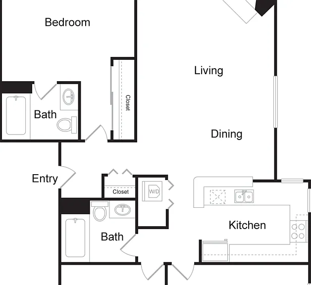 Three Bedroom, Two Bathroom (1245 sq ft) Three Bedroom, Two Bathroom (1245 sq ft)