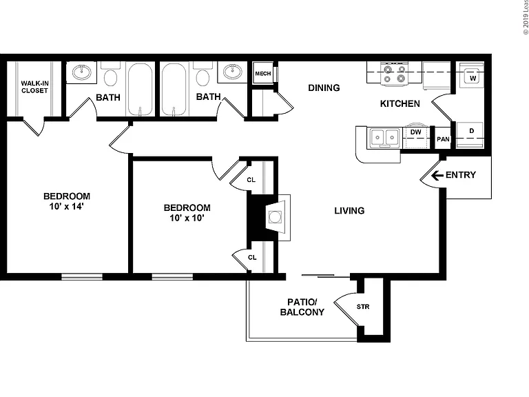 2x2 Small: Beds - 2: Baths - 2: SqFt Range - 976 to 976