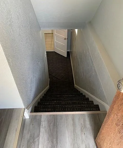 Looking downstairs from the back entrance door