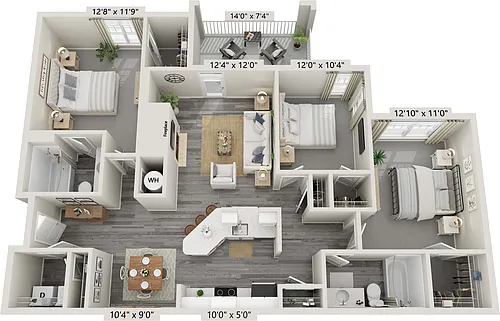 Floor plan Cypress (1387 SF)