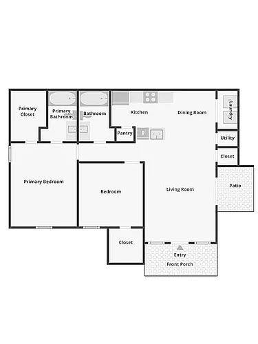 Floor plan B2R Renovated 2 Bed / 2 Bath Duplex