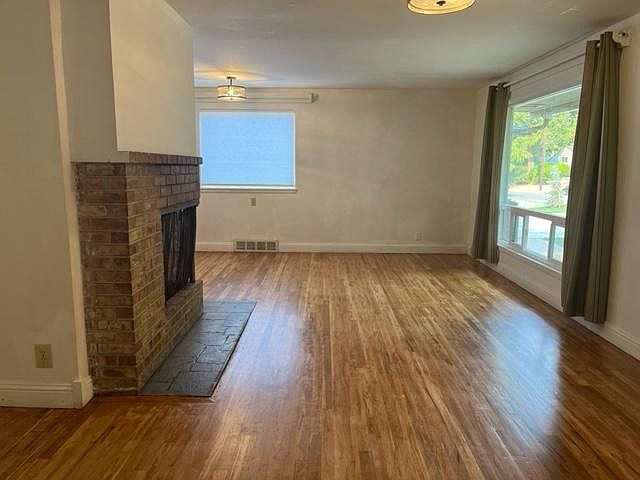 Living room with newly refinished hardwood floors