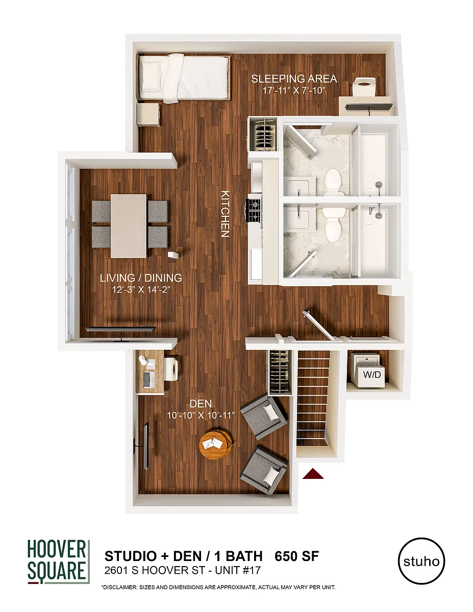 Floor plan One Bedroom Plus Den