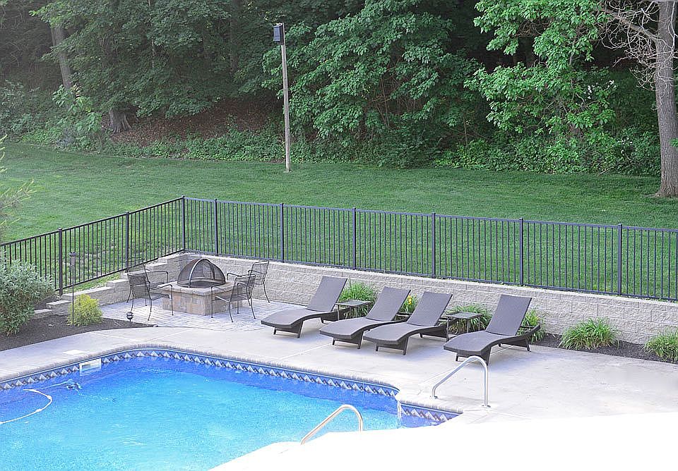 Pool with firepit