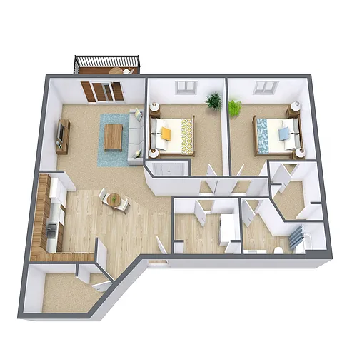 Floor plan Two Bedroom 21I