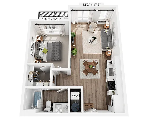 Floor plan One Bedroom - A1B