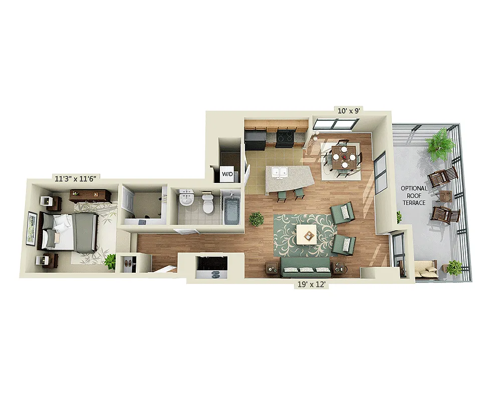 Floor plan 1 BEDROOM TOWER (A1N)