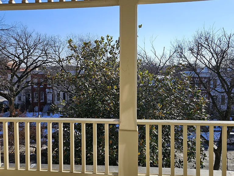 3d floor: balcony overlooking magnolia and street trees.