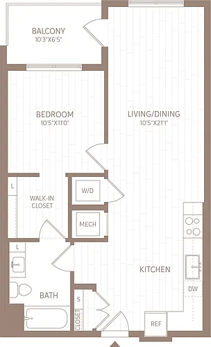 Floor plan 1 Bed/1 Bath-A5