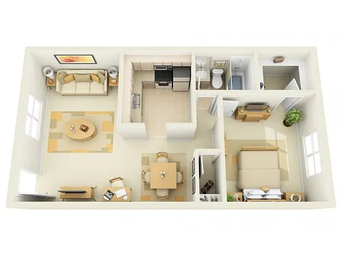 Floor plan 1 Bedroom 1 Bath