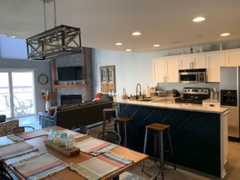 Dining and kitchen. Seating for 15