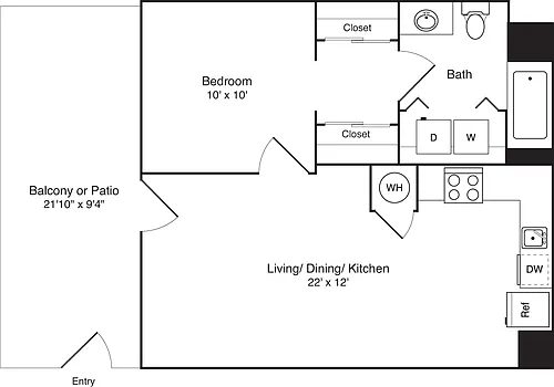 Floor plan 1 Bedroom G