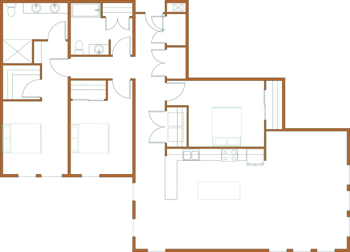 Floor plan 2 bed 2 bath w/ Den