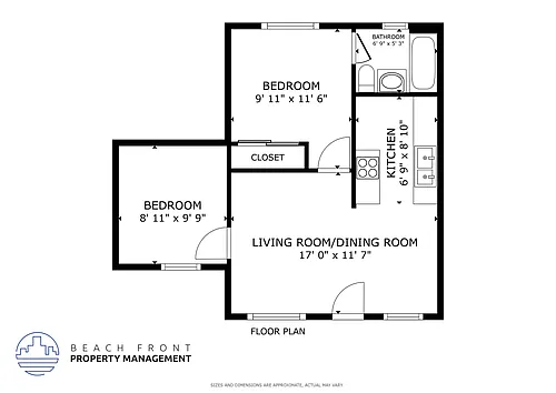 Floor plan 1 Bed 1 Bath with Bonus Room