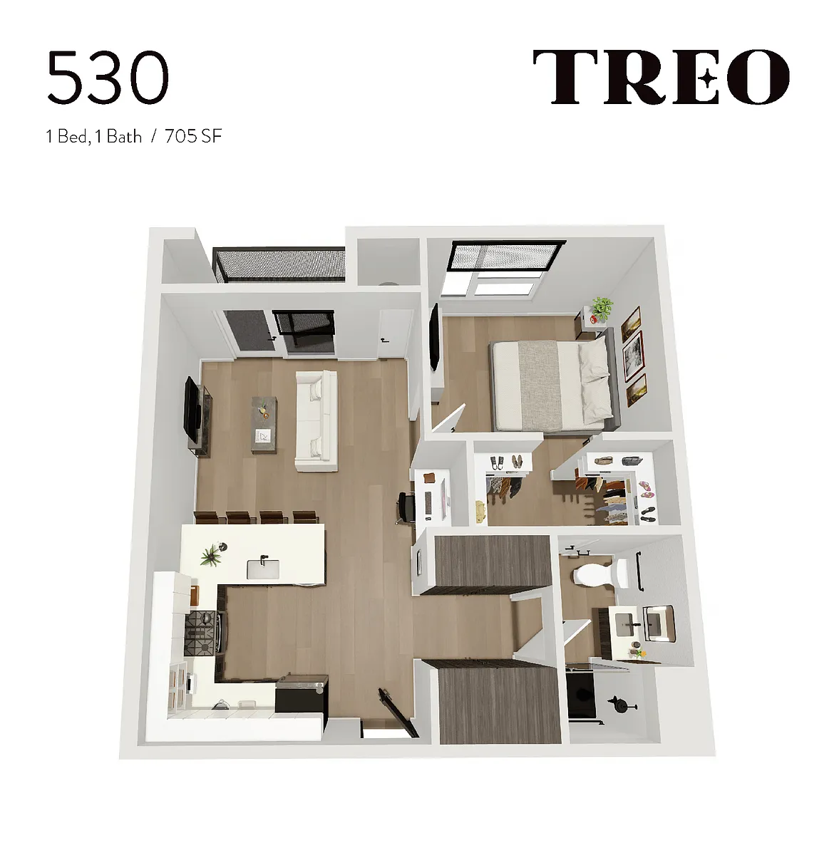 Floor plan 1 Bedroom - 1 Bathroom