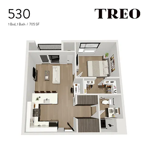 Floor plan 1 Bedroom - 1 Bathroom