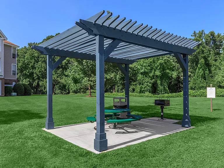 Barbecue Picnic Area with Shaded Pergola and Outdoor Seating