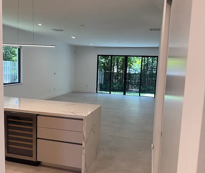 kitchen and living