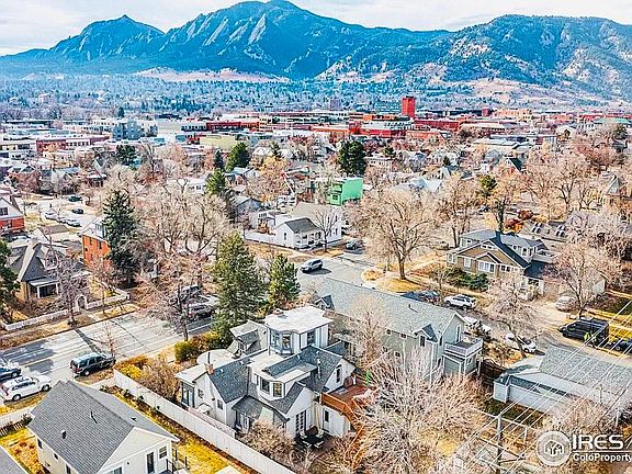Areal view of the neighborhood. Pearl Street and downtown Boulder is an easy walk and view of the foothills.