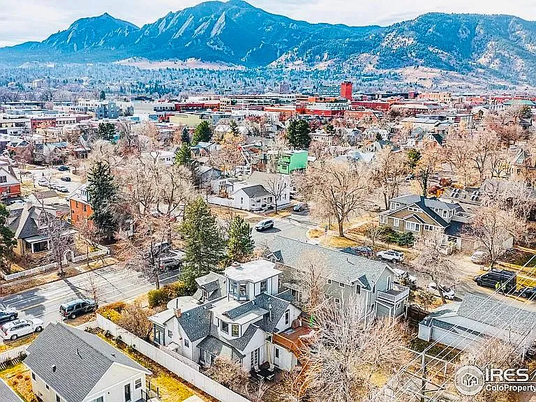Areal view of the neighborhood. Pearl Street and downtown Boulder is an easy walk and view of the foothills.