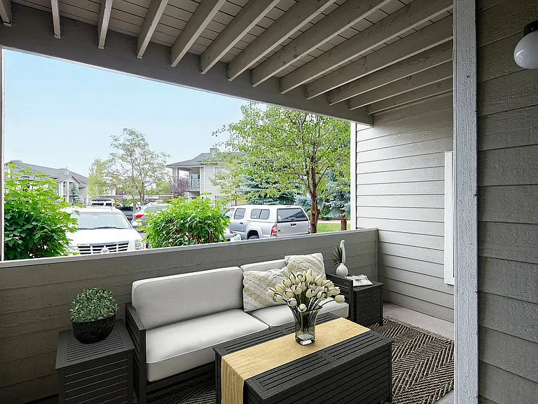 Relax on this stylish patio, perfectly blending tranquility and modern living.