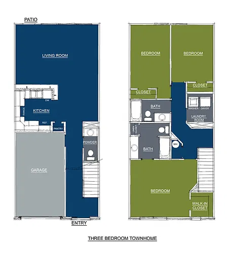 Floor plan 3 Bedroom Townhome