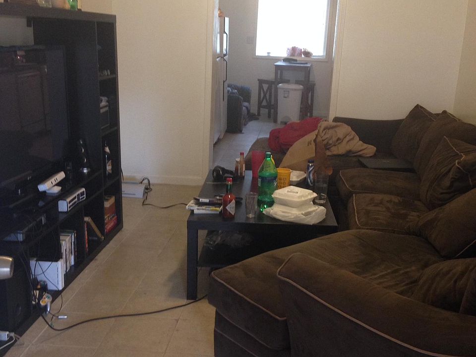 Living room with tile floor