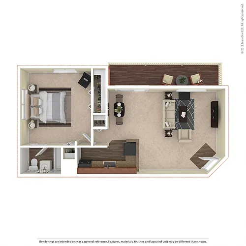 Floor plan Laurel Park 1 Bed Deluxe 1 Bath