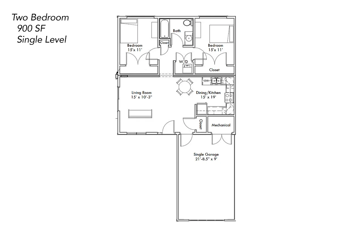 Floor plan Two Bedroom - Market Rate