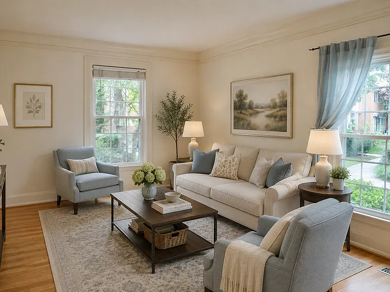 Virtually staged living room.